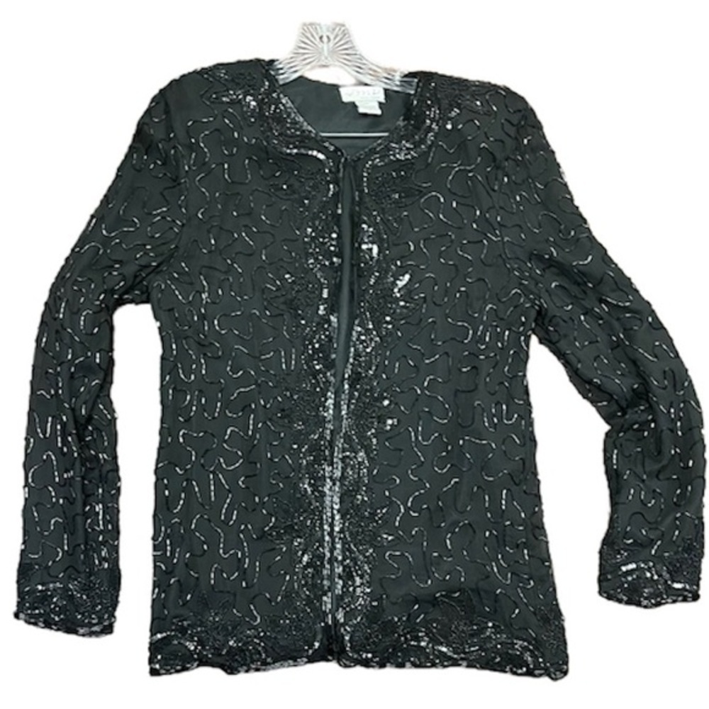 Vintage kept safe 100% silk beaded dress jacket